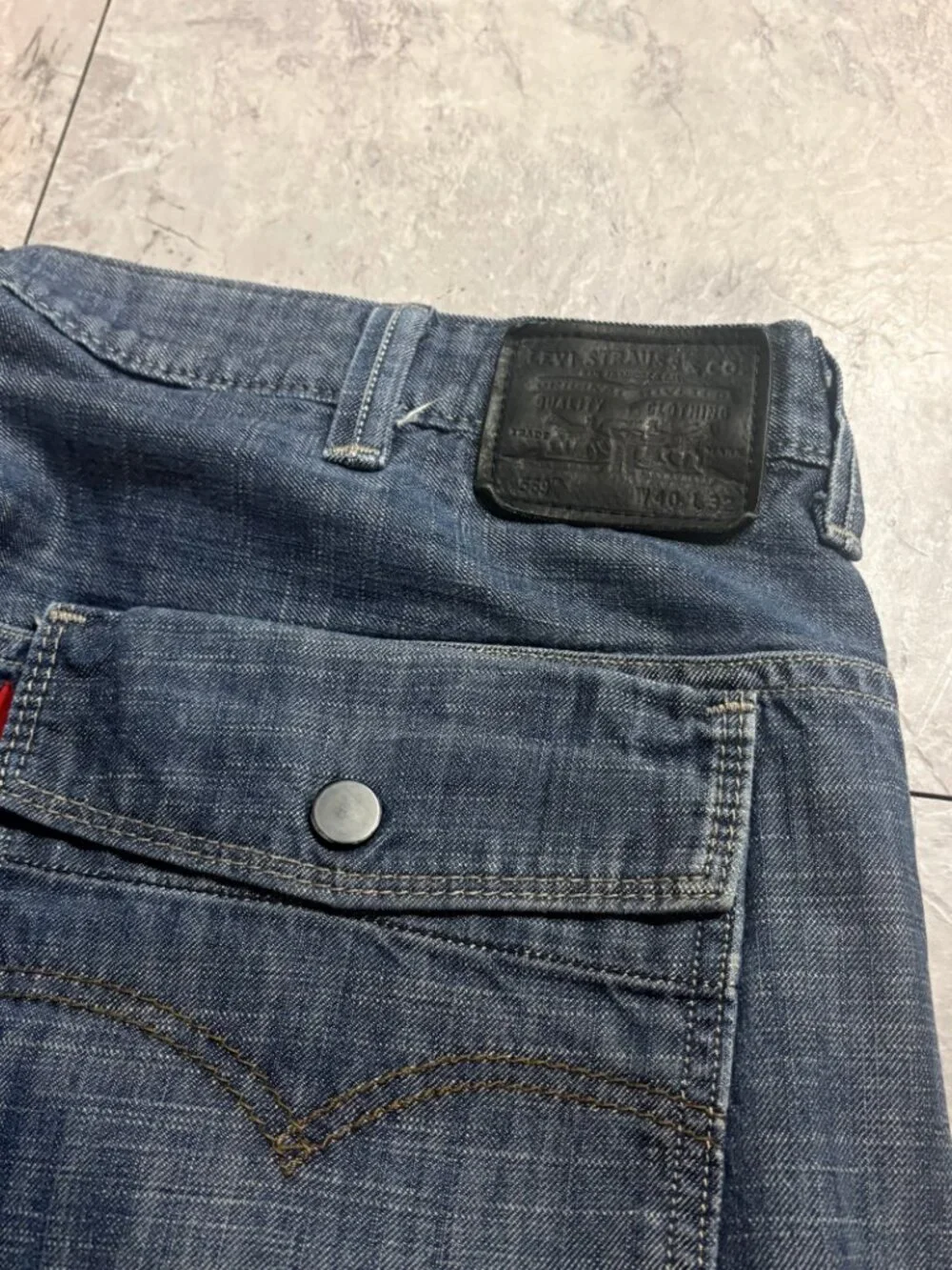 Levi's 569 Loose Straight Jeans 40x32 Light Blue Flap Pocket Y2K